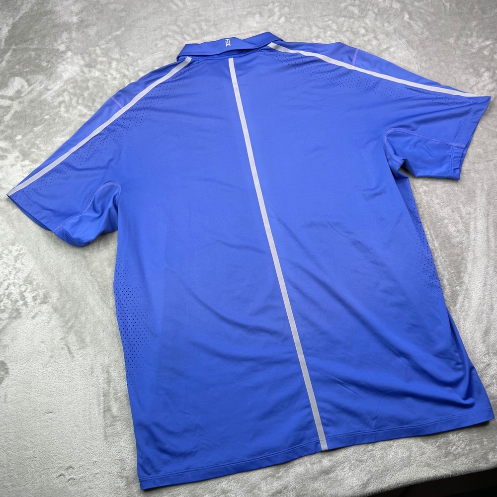 Nike Tiger Woods Collection Golf Polo Shirt Men XL Blue Solid Dri-FIT Perforated - Picture 3 of 9